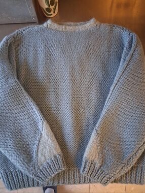 Hand made Vin̈tage wool sweater with rolled neck and details on sleeves